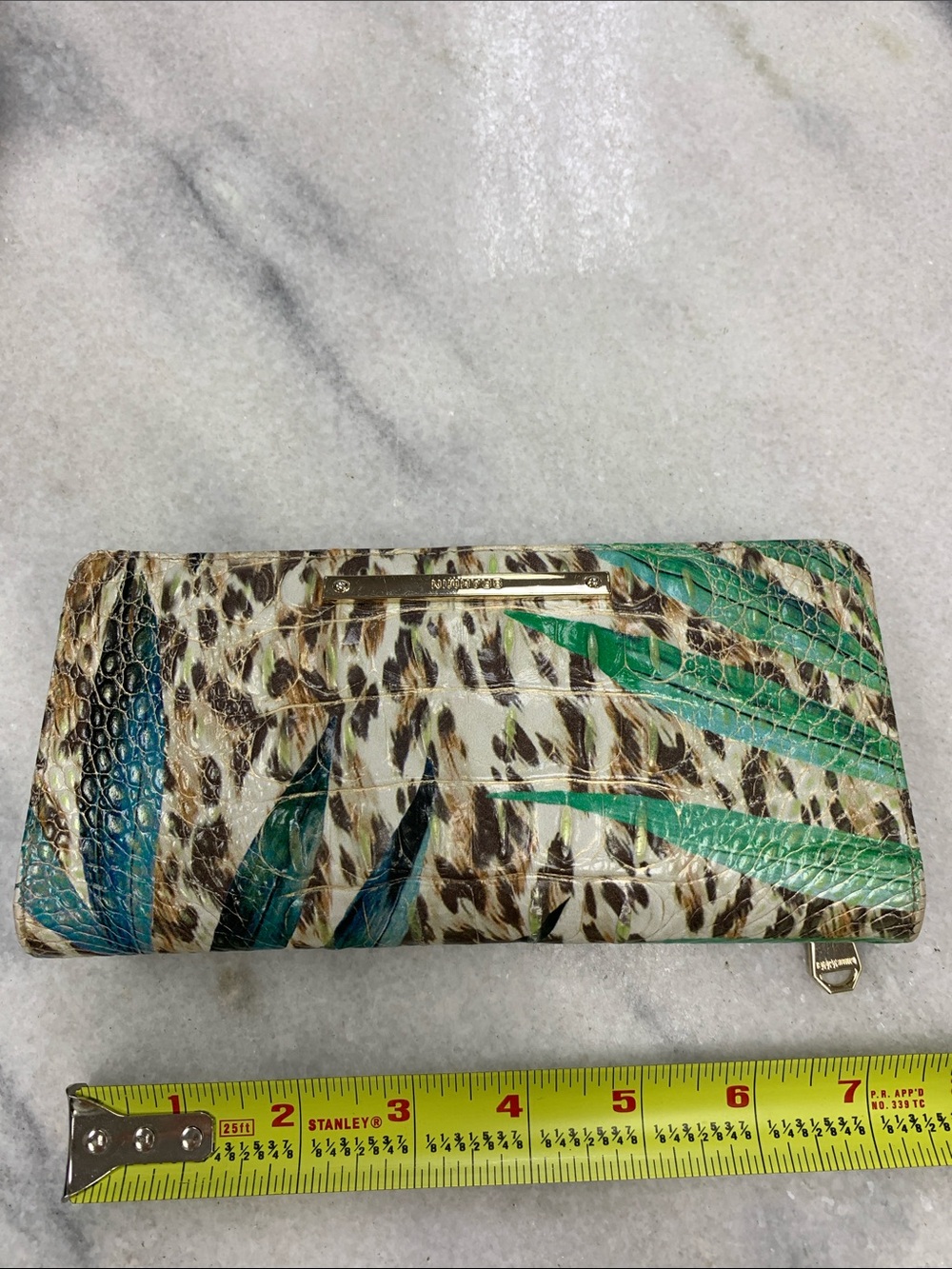 Brahmin Tropical Leaf Print Wallet โ Teal, Green & Brown